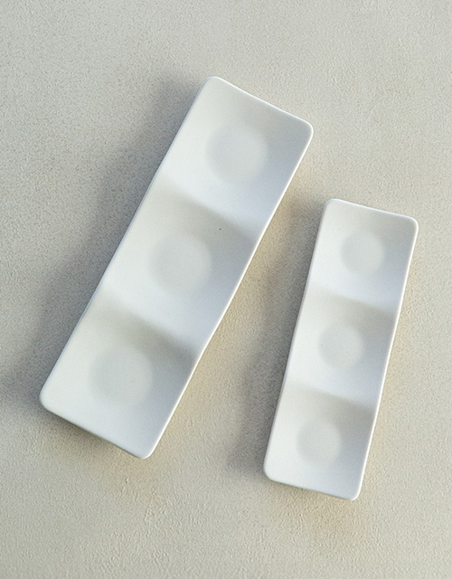 효백자_3구접시 소(23x8x1.5cm), 대(30x10x2cm)