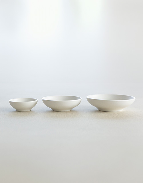 효백자_종지(8.5*3cm), 찬기1호(12*3.5cm), 찬기2호(15x4cm)