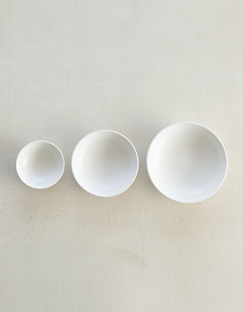 효백자_종지(8.5*3cm), 찬기1호(12*3.5cm), 찬기2호(15x4cm)