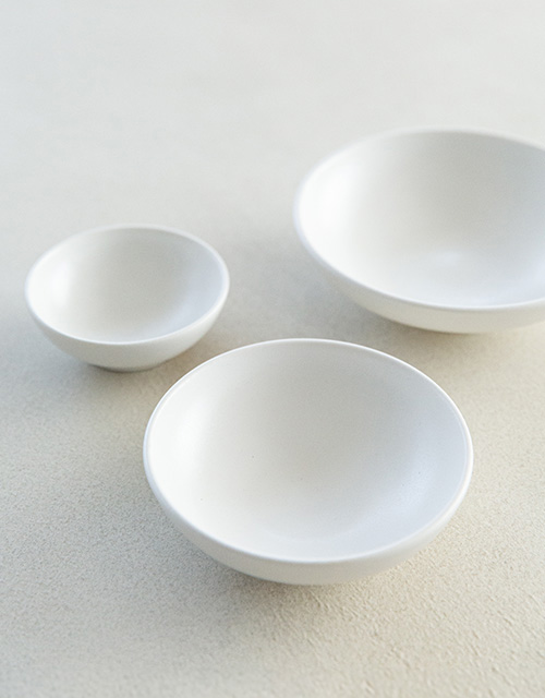 효백자_종지(8.5*3cm), 찬기1호(12*3.5cm), 찬기2호(15x4cm)