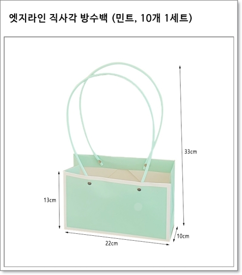 엣지라인 직사각 방수백 (민트, 10개 1세트)