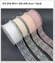 요미 문양 레이스 리본 (4색, 4cm * 10yd)