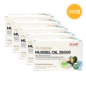 하이웰 프리미엄 초록입홍합 오일 25000 200 베지소프트젤 5개세트 [무료배송][회원가입시 10% 할인쿠폰][사은품증정][5% 적립]