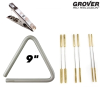 Grover Super Overtone 트라이앵글 9인치 Steel 비터6개세트, 홀더, 가방포함 TR-9+ELAN-TH3+TB-123SET