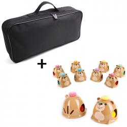 리베라8음 곰 모양 데스크벨 터치벨 HBLC-08BB + BUZZ 핸드벨 가방 8음 전용 BU-HBAG 세트