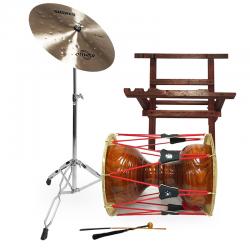 HM 황색브러쉬 장구 1자7치+오메테 SHINER 장구심벌 세트 가방,받침대,열채,궁채,스틱 포함