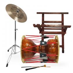 HM 황색브러쉬 장구 1자7치+오메테 CAPTAIN 장구심벌 세트 가방,받침대,열채,궁채,스틱 포함