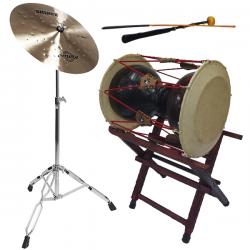 HM 고급 카슈 브러쉬 장구 1자7치+오메테 Shiner 장구심벌 세트 가방,받침대,열채,궁채,스틱 포함