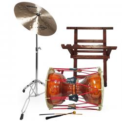 HM 고급 황색 브러쉬 장구 1자7치+오메테 Shiner 장구심벌 세트 가방,받침대,열채,궁채,스틱 포함