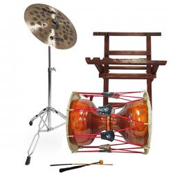 HM 고급 황색 브러쉬 장구 1자7치+오메테 Blazars 장구심벌 세트 가방,받침대,열채,궁채,스틱 포함