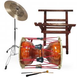 HM 고급 황색 브러쉬 장구 1자7치+오메테 Captain 장구심벌 세트 가방,받침대,열채,궁채,스틱 포함