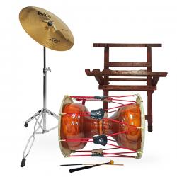 HM 고급 황색 브러쉬 장구 1자7치+오메테 Zero 장구심벌 세트 가방,받침대,열채,궁채,스틱 포함