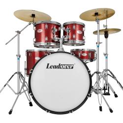 Leadover 리드오버 Give시리즈 드럼세트 5기통 풀세트 뮤트시스템 Coral Red 색상 심벌미포함