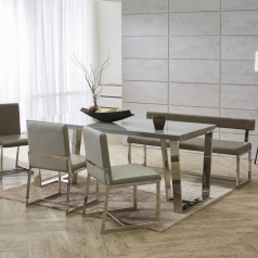 HS - 베르겐 회동석 천연대리석스틸 4인 식탁세트 (1400/800) [마지막2조 특별세일]