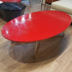 [A&X] 알마니 883 - 스틸가죽 타원테이블 (블랙,화이트,레드)[1480*800*380]