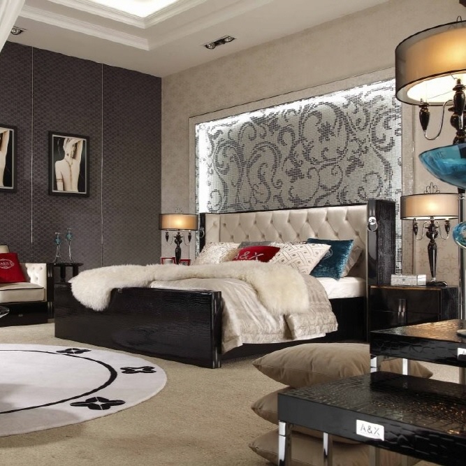 [A&X] 알마니 206 Bellagio - Luxurious Transitional Crocodile Lacquer Bed 180 침대[진열세일]