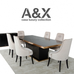 [A&X] 알마니 842 Talin Modern Black & Rosegold Dining Set [1800*900*750]