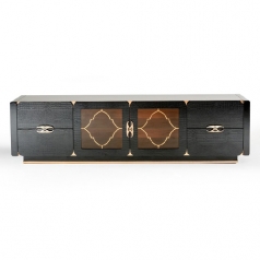 [A&X] 알마니 606 Talin Modern Black Crocodile & Rosegold TV Stand [2150*450*580]
