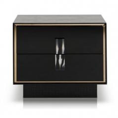 [A&X] 알마니 305 Bellagio - Modern Black Crocodile Lacquer Nightstand [595*480*505]