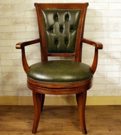 [이태리] P.Nicola 니콜라 435 그린가죽 회전 체어 [625*550*1040]