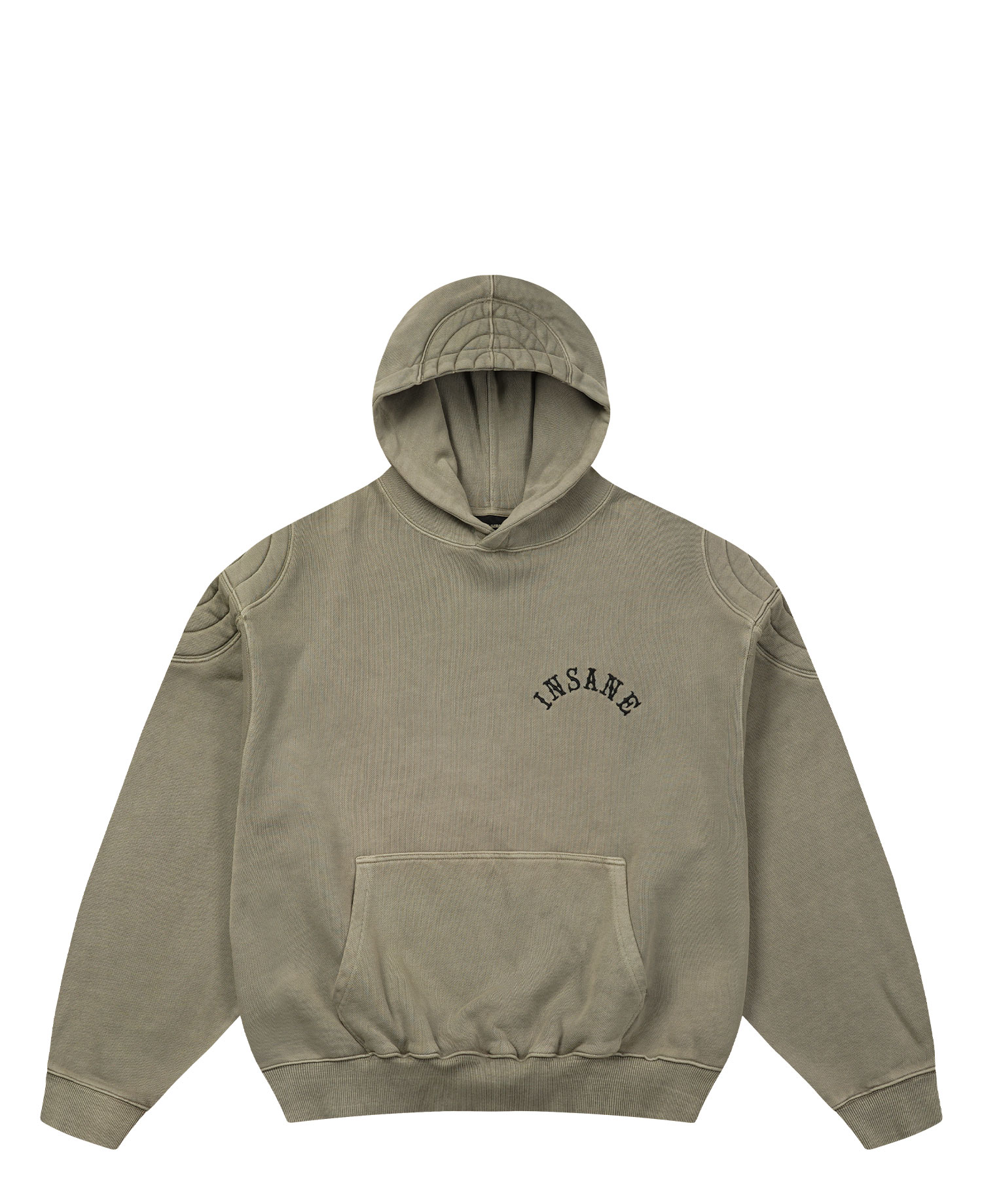INSANE PADDED SHOULDER HOODIE_OLIVE