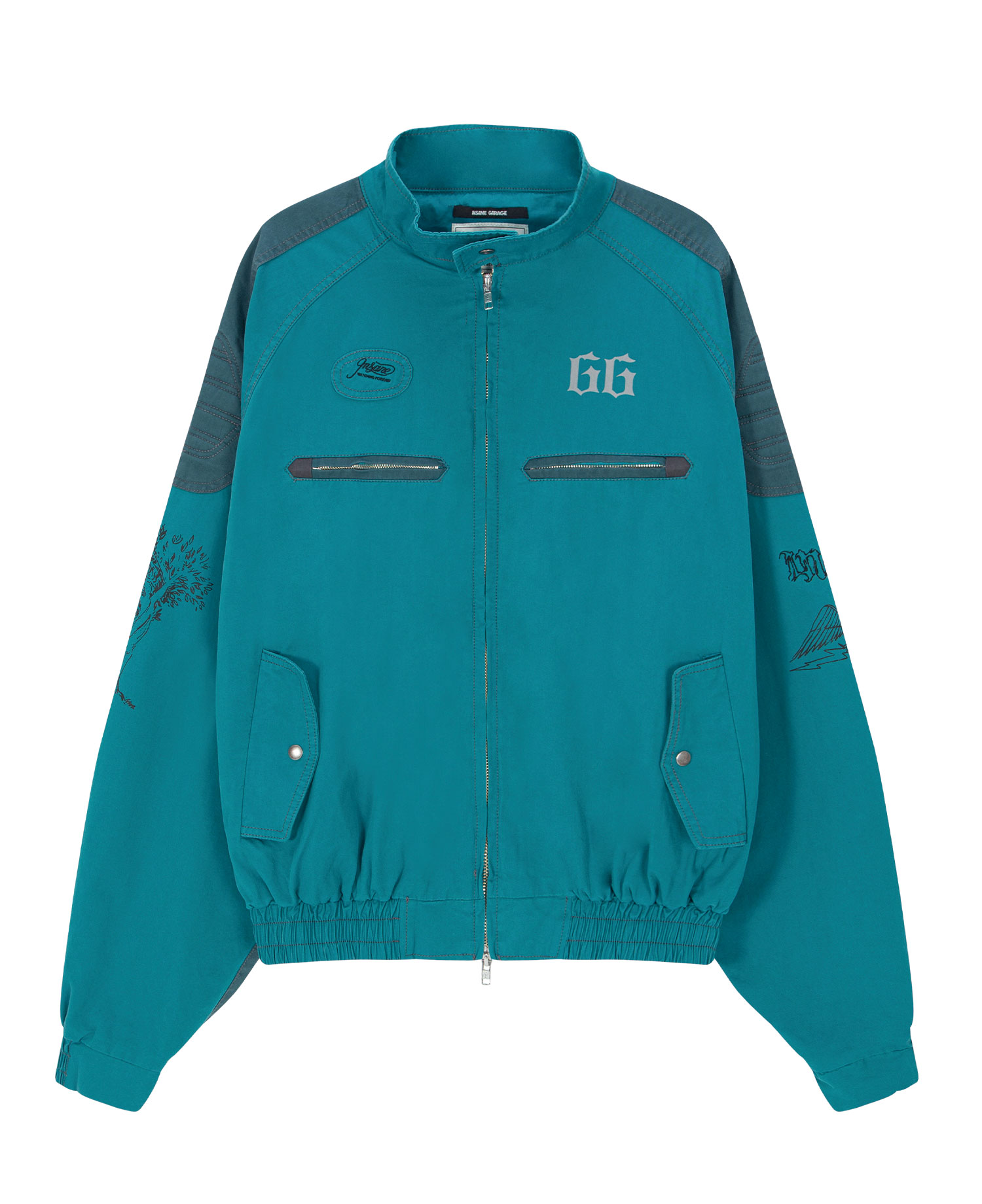 INSANE PADDED SHOULDER HARRINGTON JACKET_TEAL