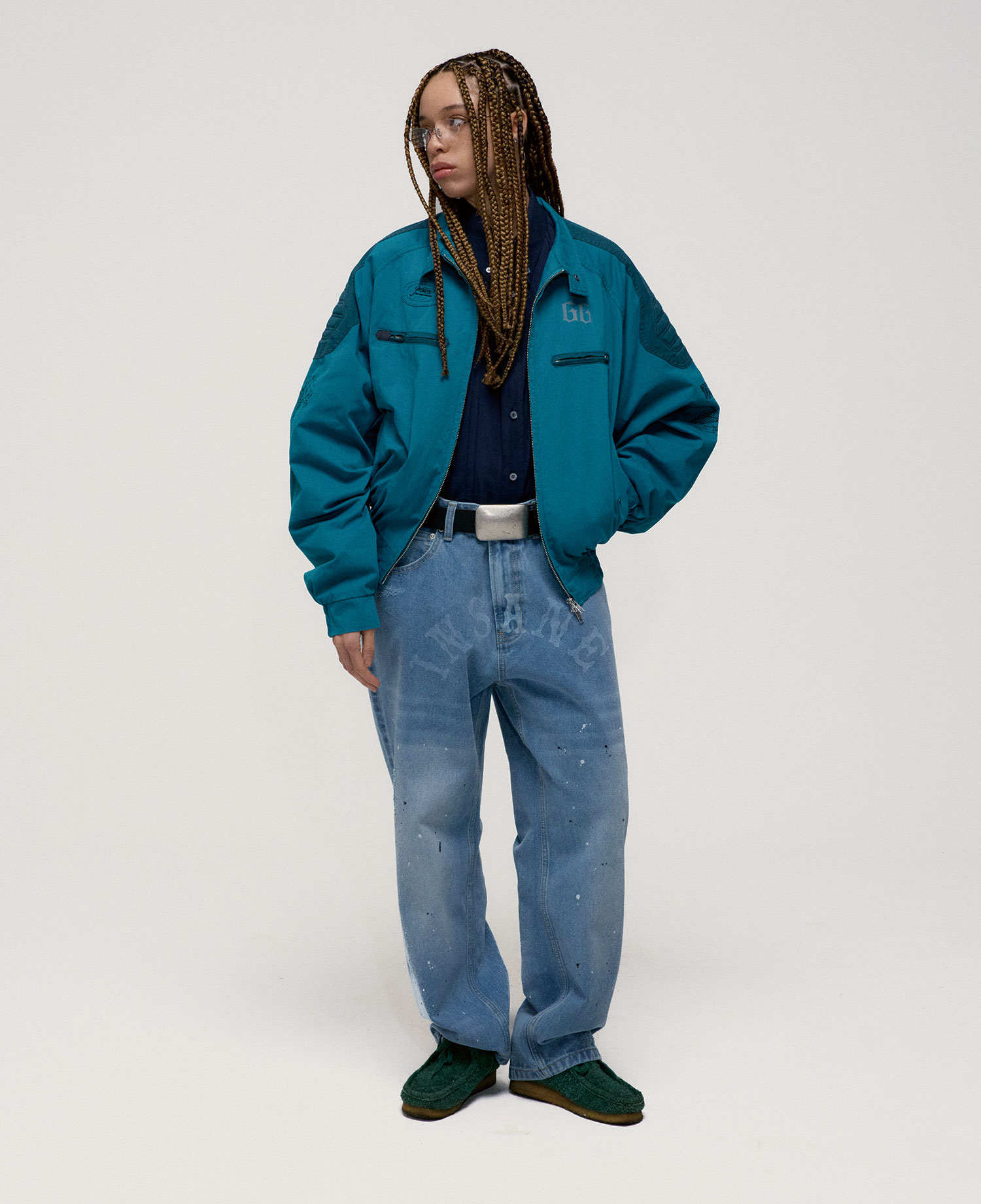 INSANE PADDED SHOULDER HARRINGTON JACKET_TEAL
