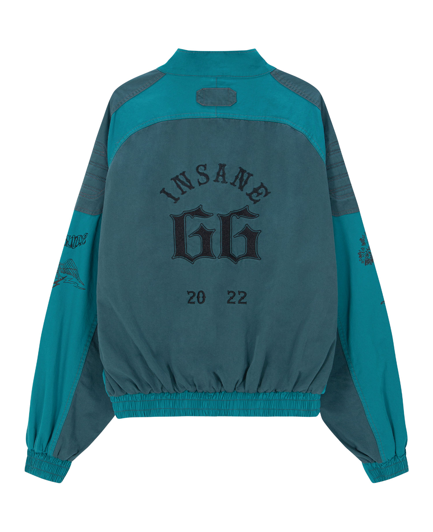 INSANE PADDED SHOULDER HARRINGTON JACKET_TEAL