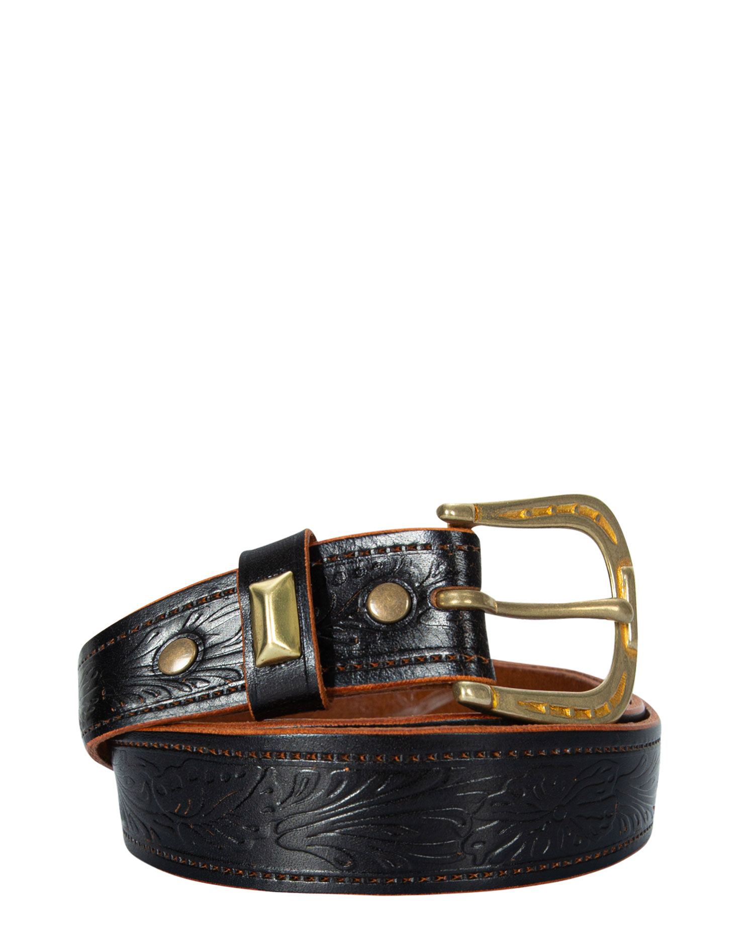 [APACHE CUSTOM WORKS] HORSE SHOE BUCKLE LEATHER BELT (30MM)_BLACK