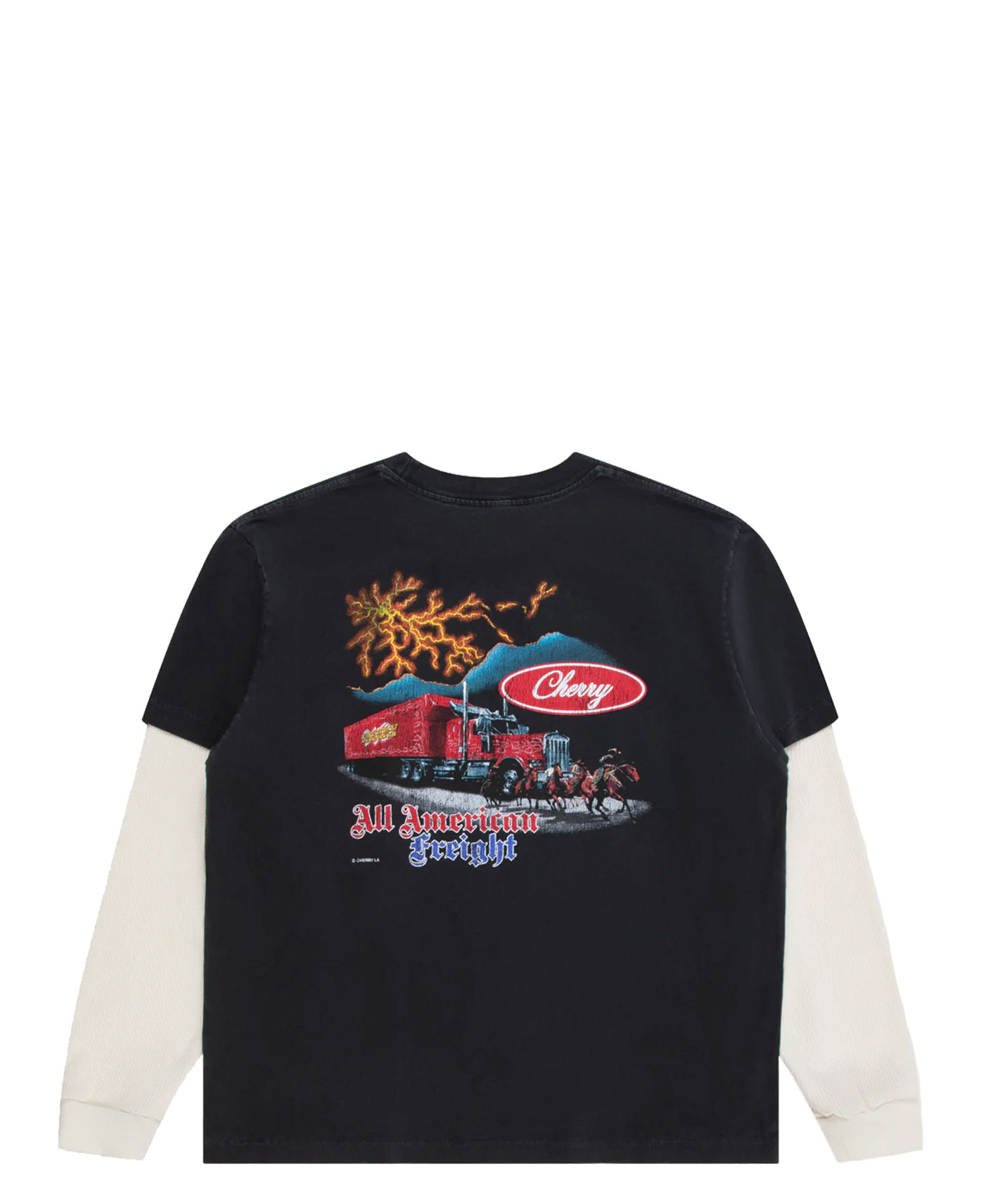 [CHERRY LA] TRUCK BOXY POCKET THERMAL L/S TEE_BLACK