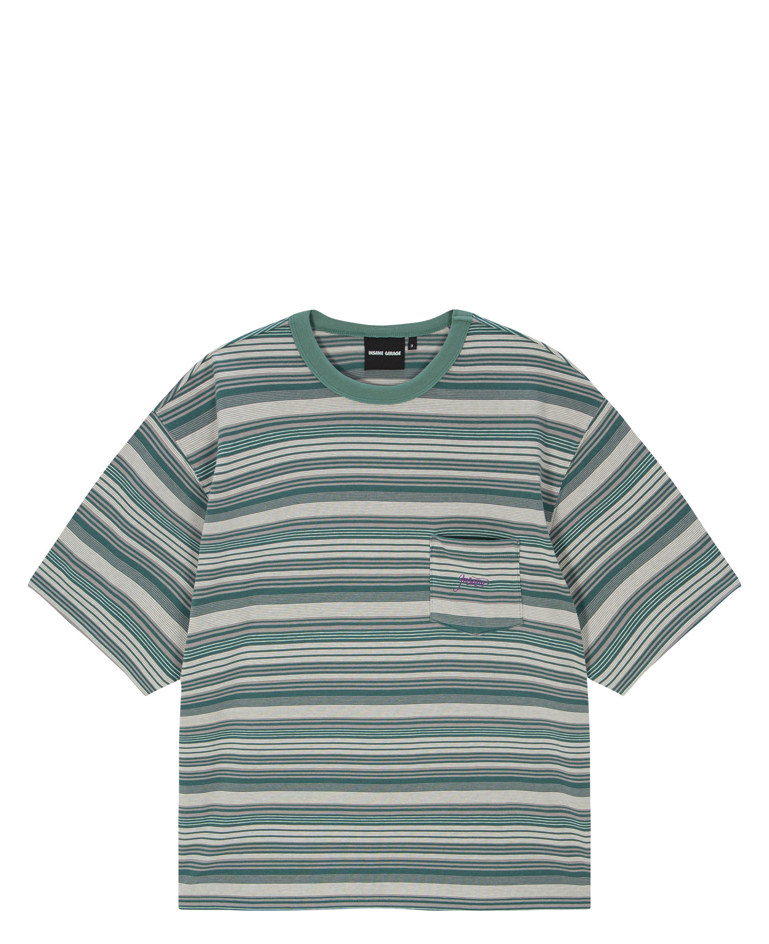 INSANE STRIPE POCKET T-SHIRT_KHAKI