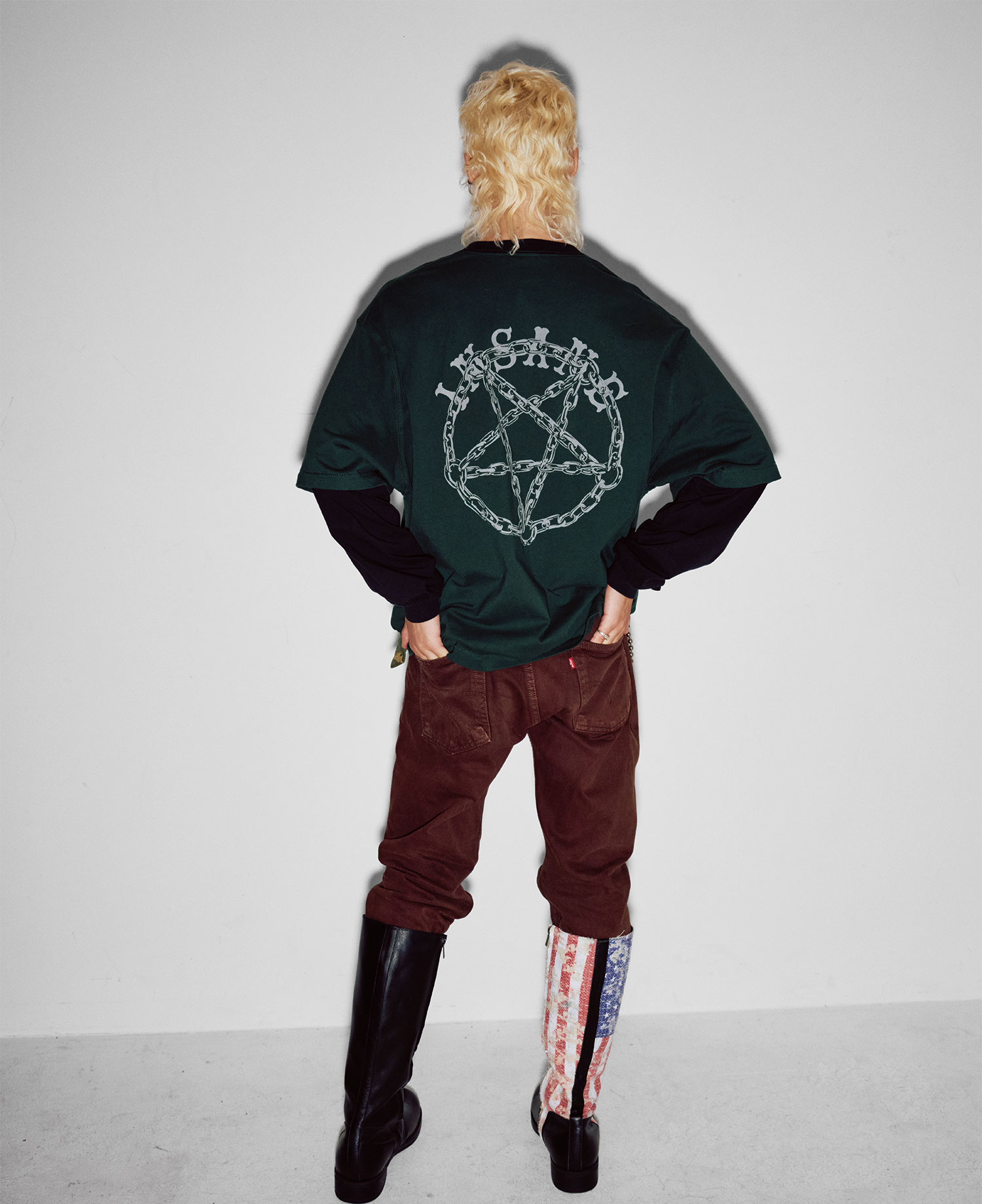 INSANE PENTAGRAM LAYERED LONG SLV_GREEN