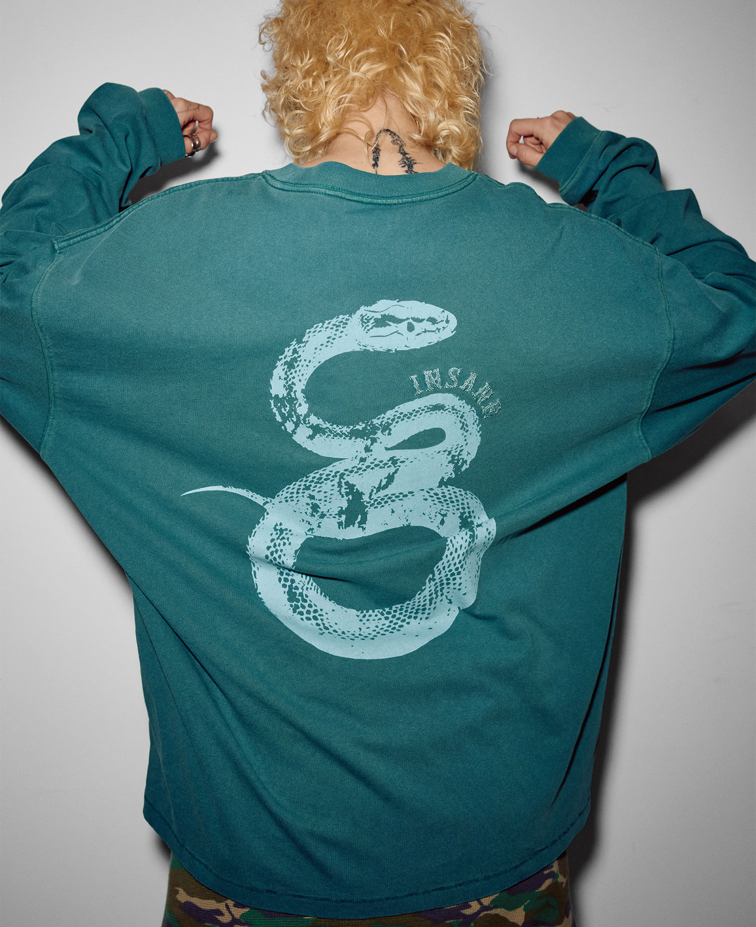INSANE SNAKE GRAPHIC LONG SLV_TEAL