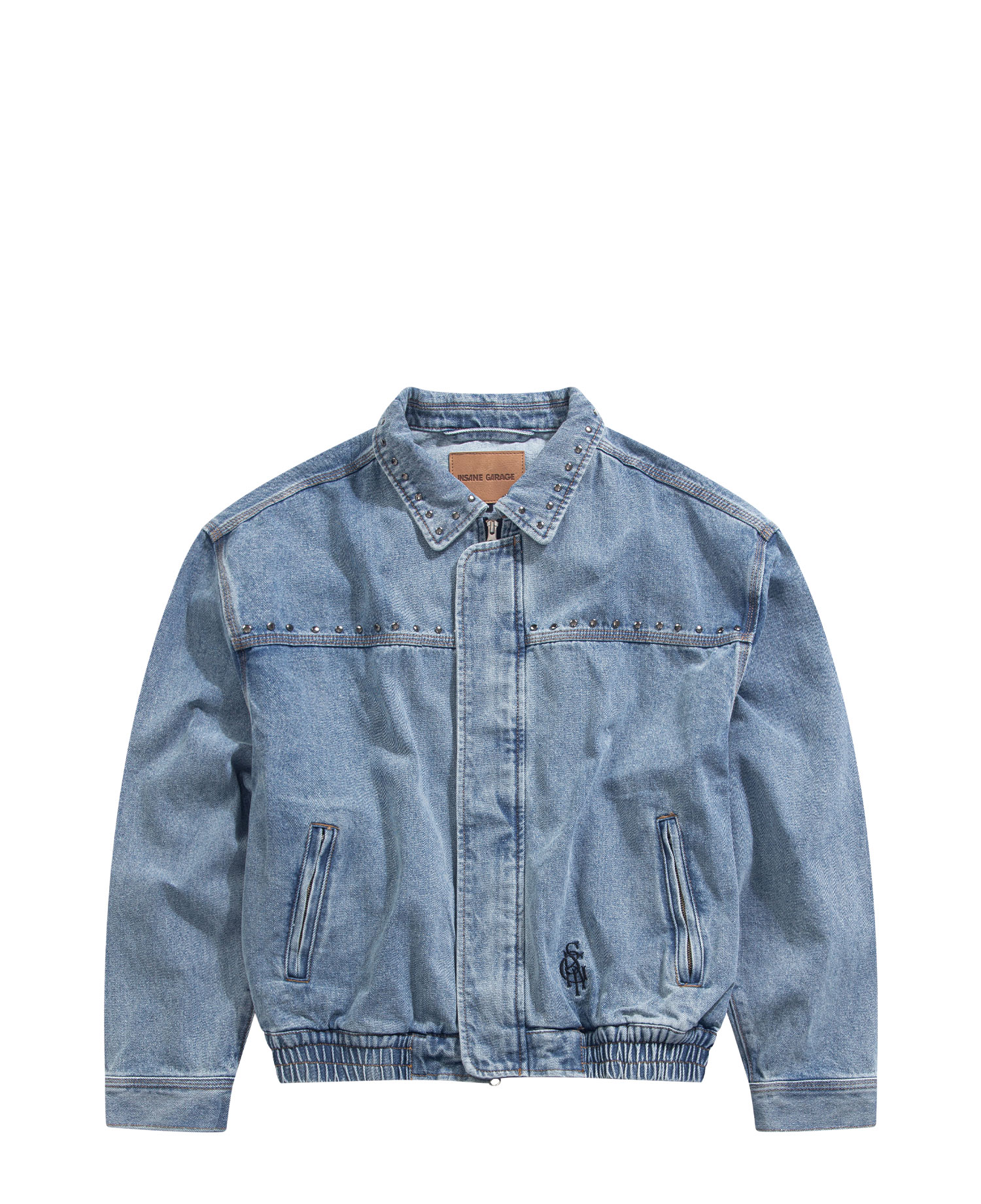 INSANE RIVET WASHED DENIM JACKET_INDIGO