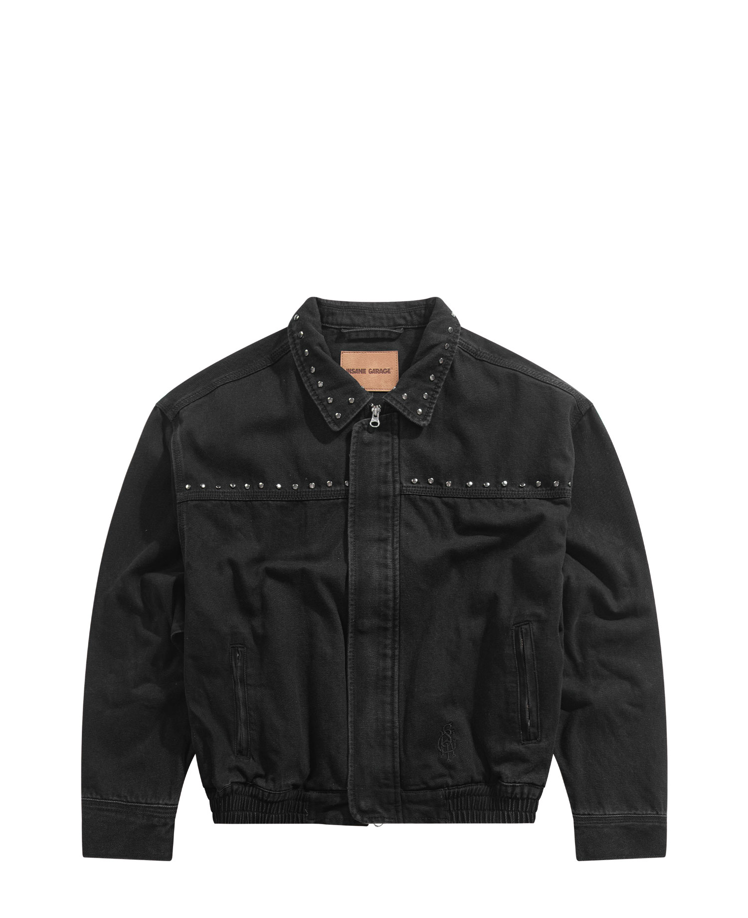 INSANE RIVET WASHED DENIM JACKET_BLACK