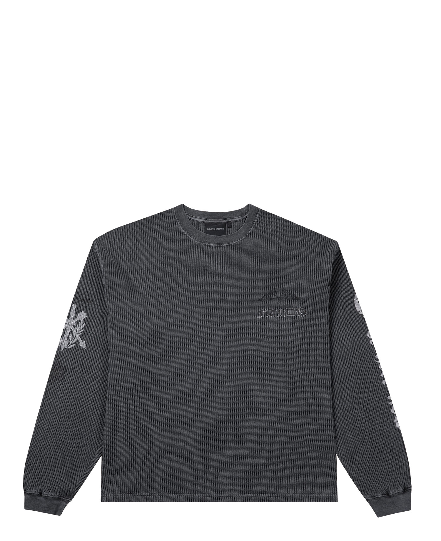 INSANE WAFFLE GRAPHIC LONG SLV_CHARCOAL