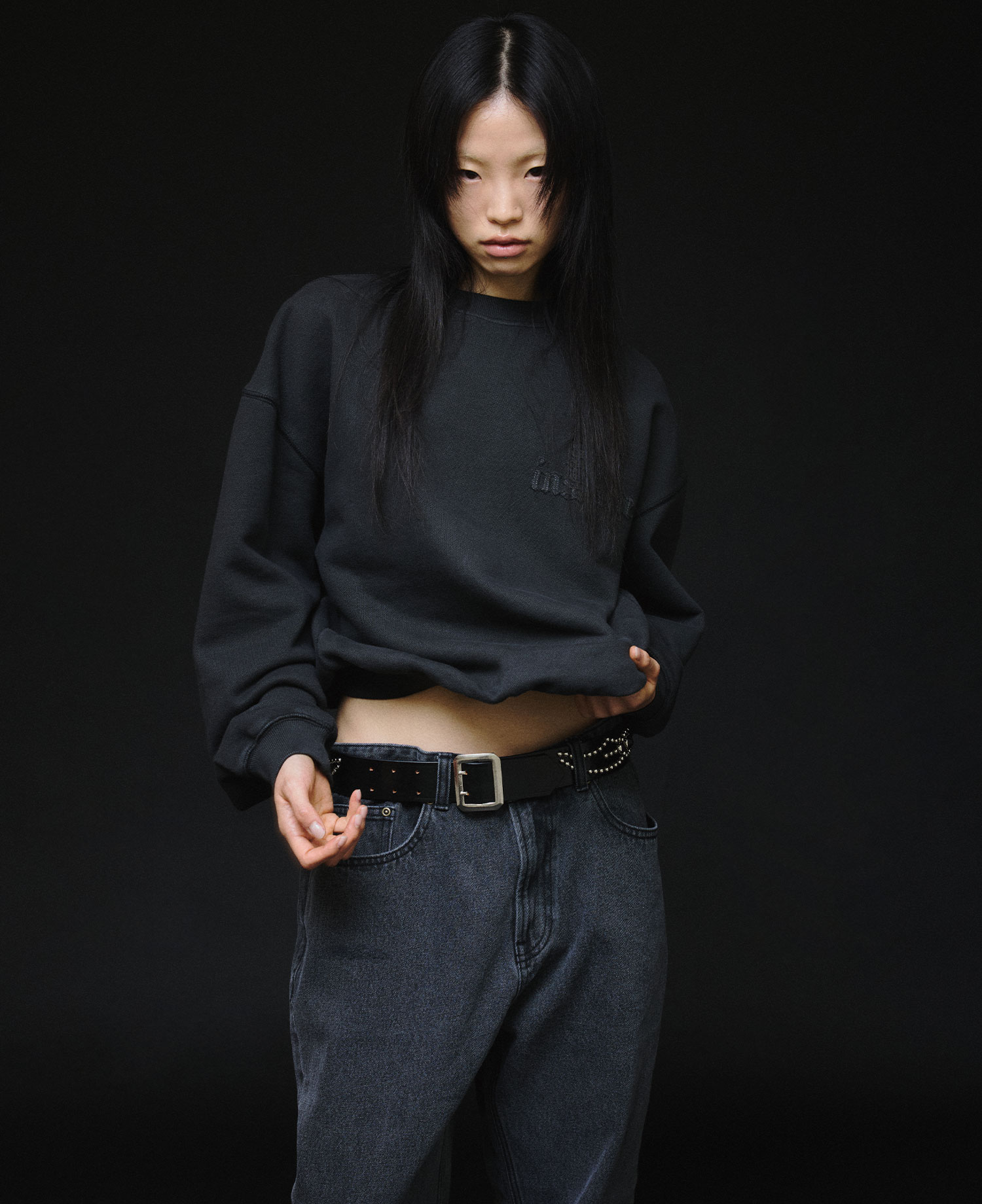 INSANE APPLIQU&Eacute; SWEAT SHIRT_BLACK