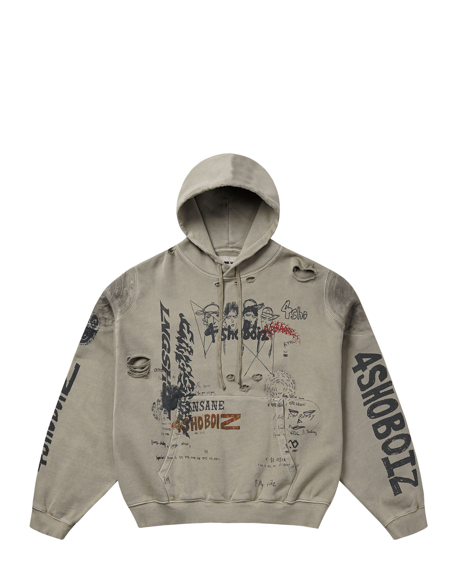 [NOT FOR SALE] LNGSHOT X INSANE PADDED SHOULDER GRAPHIC HOODIE_BEIGE