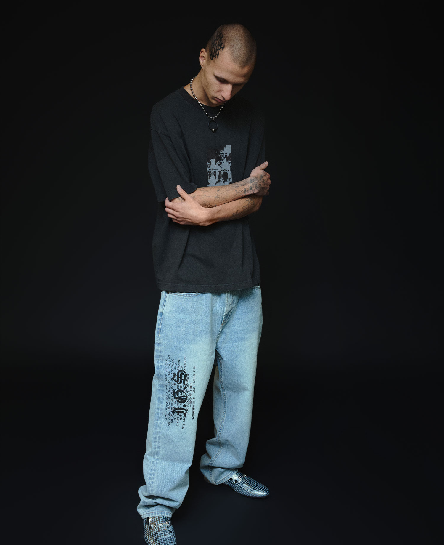 INSANE LETTERING DENIM PANTS_LIGHT BLUE