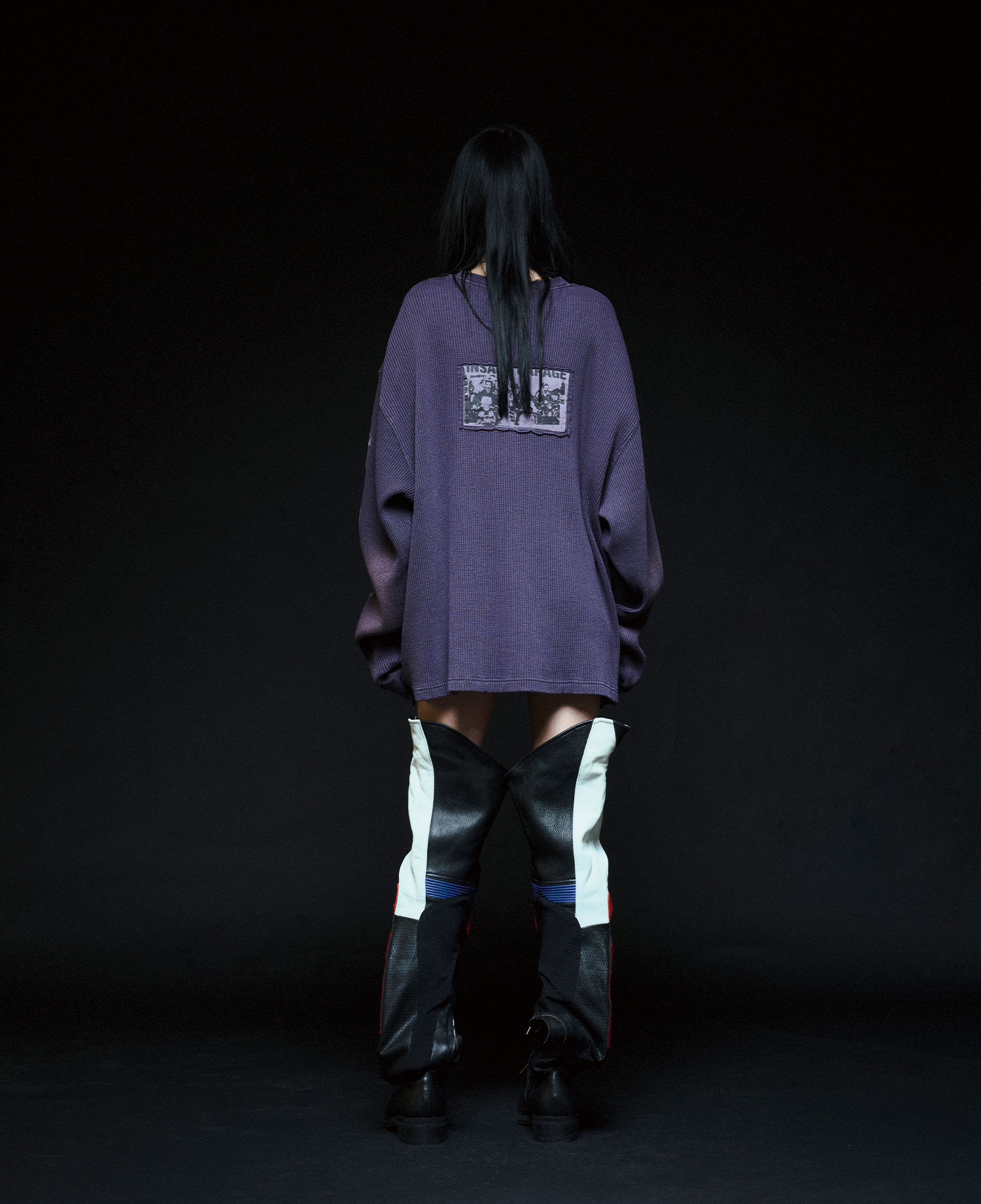 INSANE GRAPHIC PATCH WAFFLE LONG SLV_PURPLE
