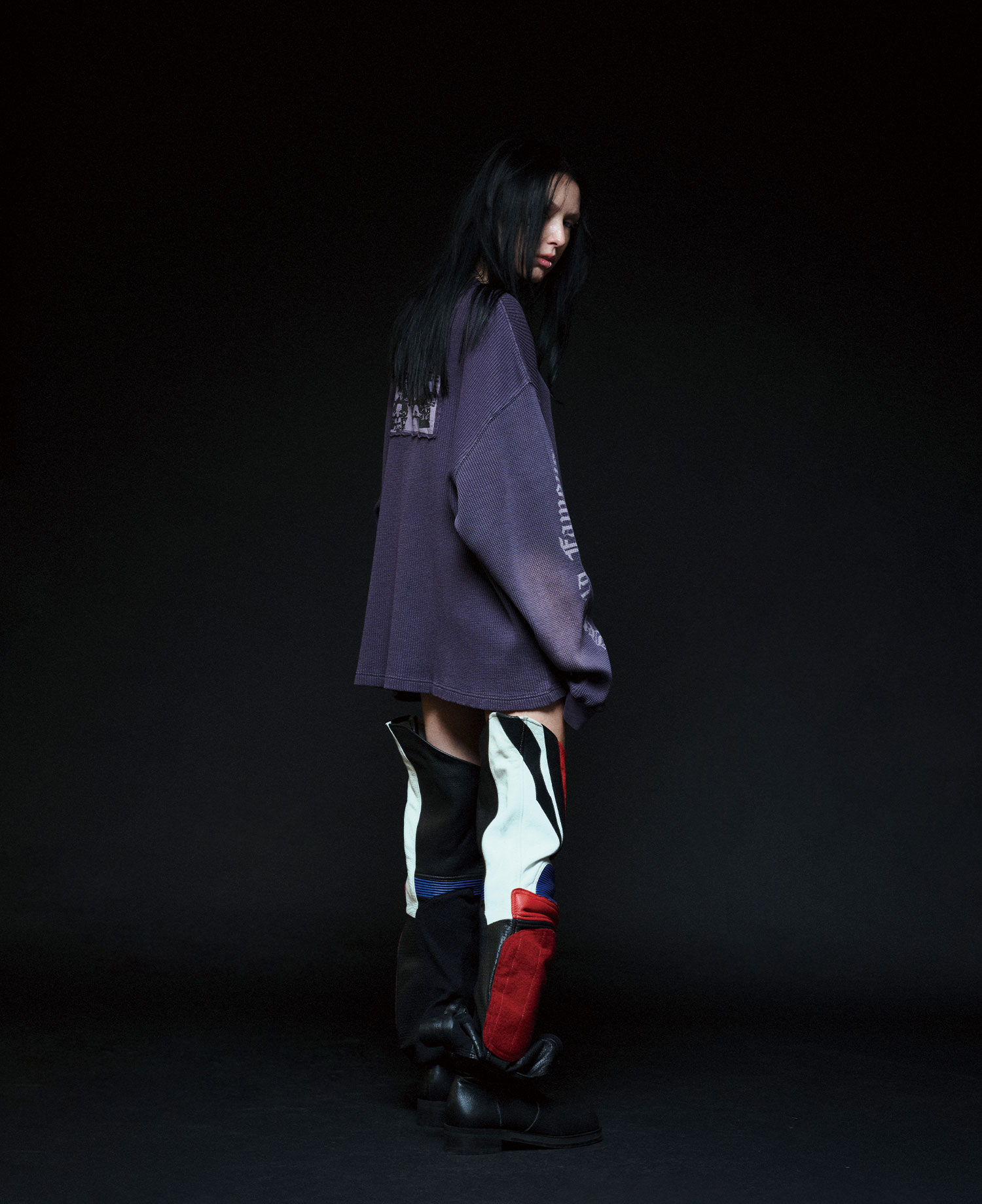 INSANE GRAPHIC PATCH WAFFLE LONG SLV_PURPLE