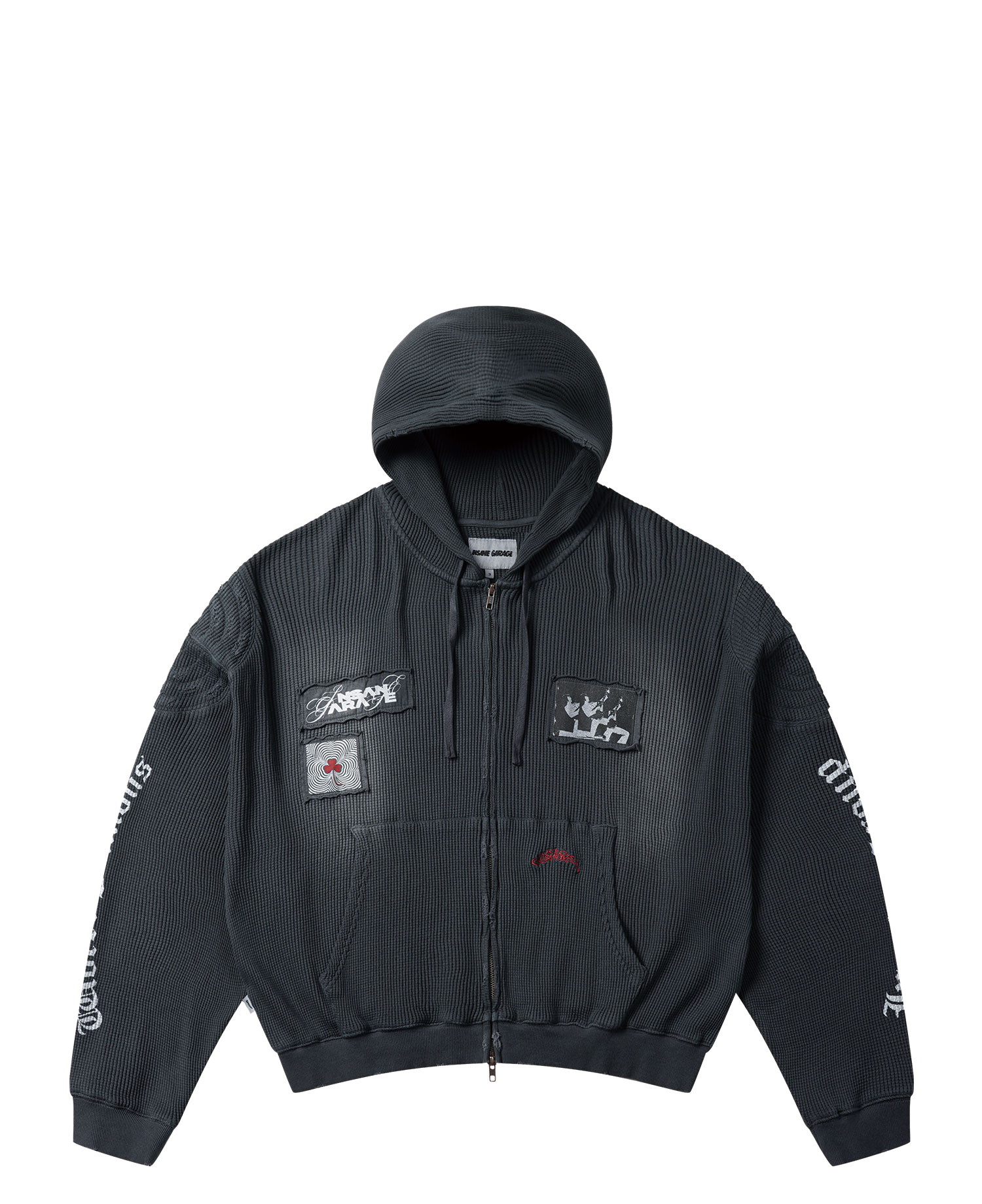 INSANE TOUR PADDED WAFFLE HOODIE_CHARCOAL
