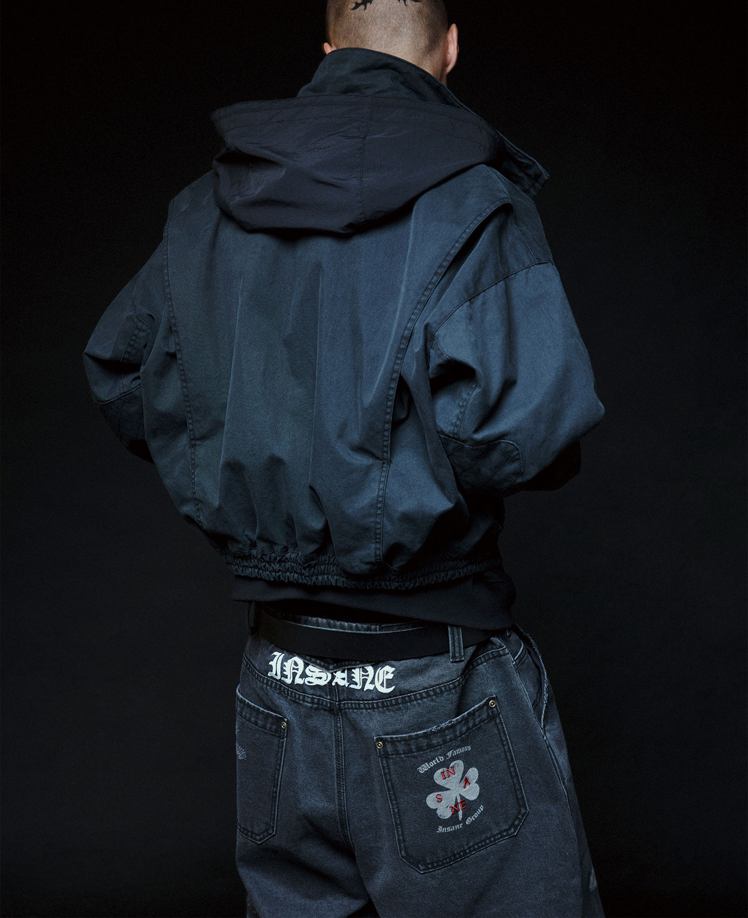 INSANE DENIM HALF PANTS_BLACK