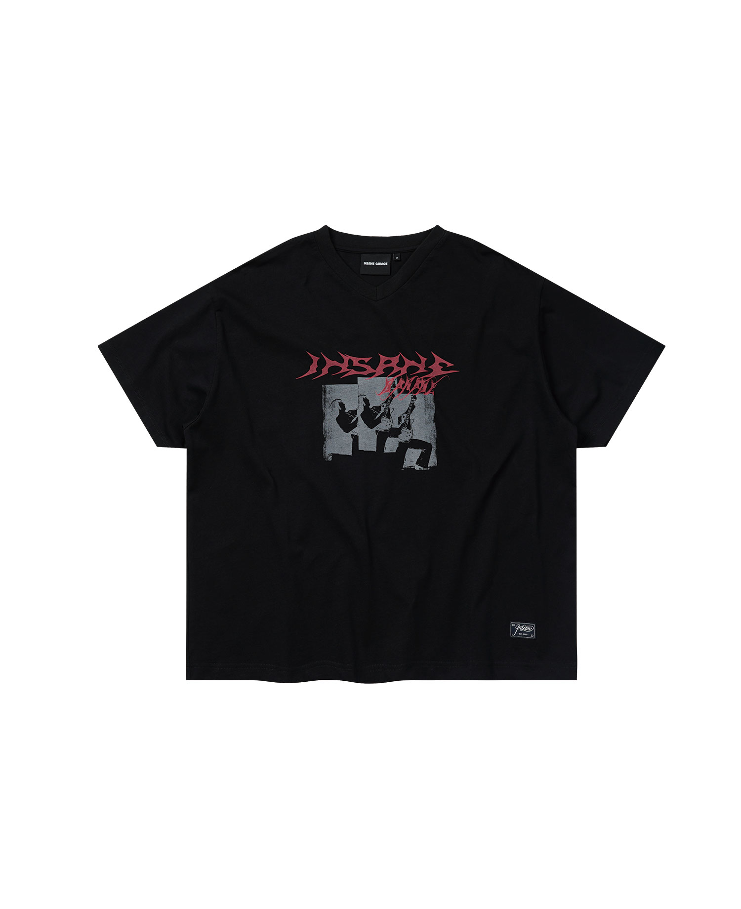 INSANE GRAPHIC V-NECK T-SHIRT_BLACK