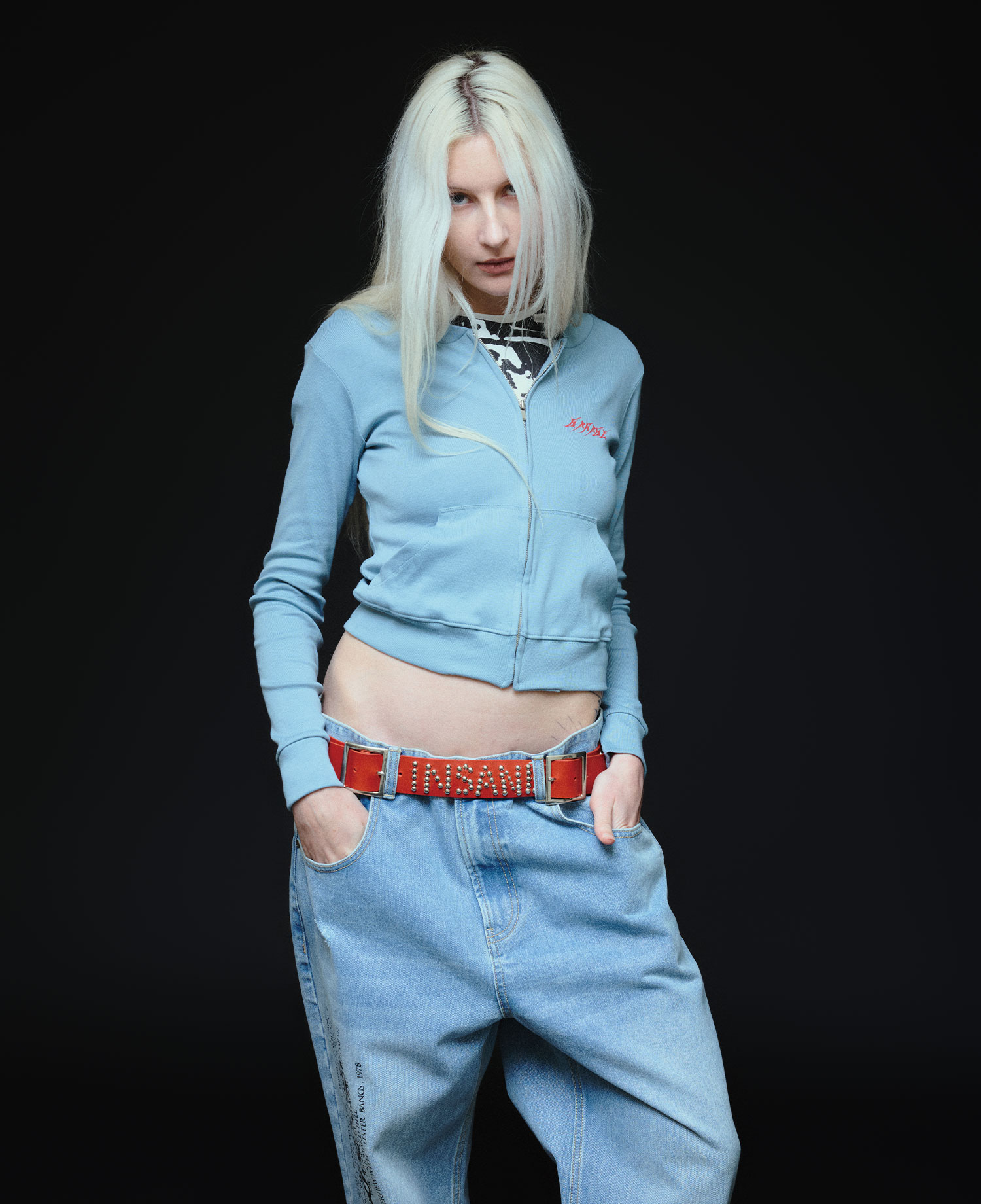 INSANE WOMEN LOGO ZIP-UP JERSEY_LIGHT BLUE