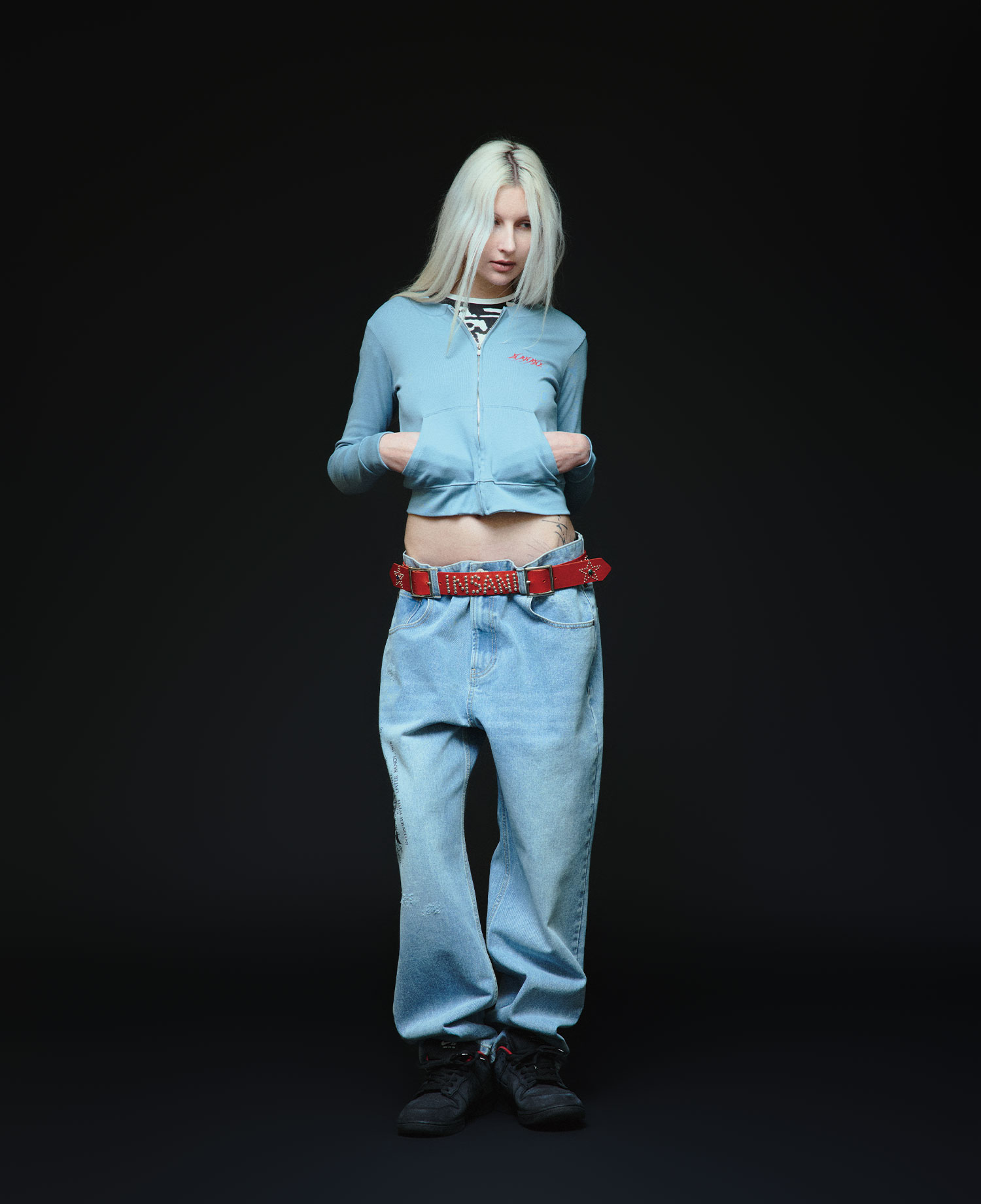 INSANE WOMEN LOGO ZIP-UP JERSEY_LIGHT BLUE