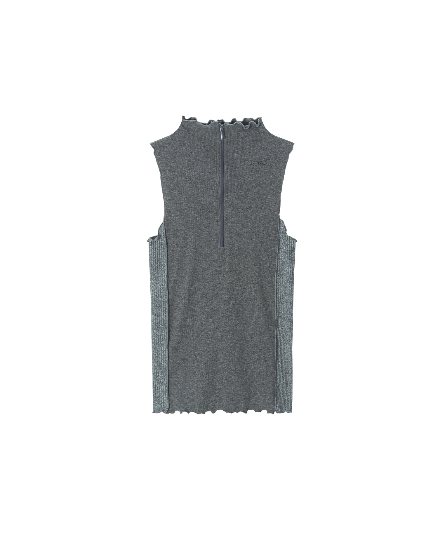 INSANE WOMEN HALF ZIP-UP SLEEVELESS_CHARCOAL