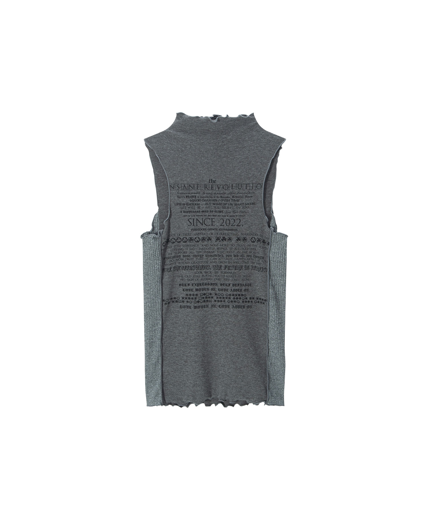 INSANE WOMEN HALF ZIP-UP SLEEVELESS_CHARCOAL