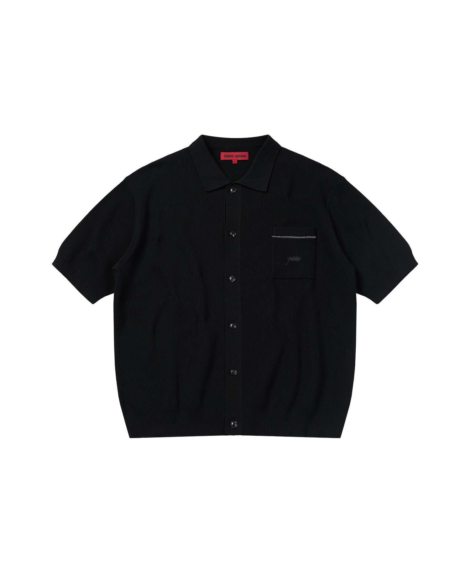 INSANE COLLAR CARDIGAN SHORT SLEEVE BLACK