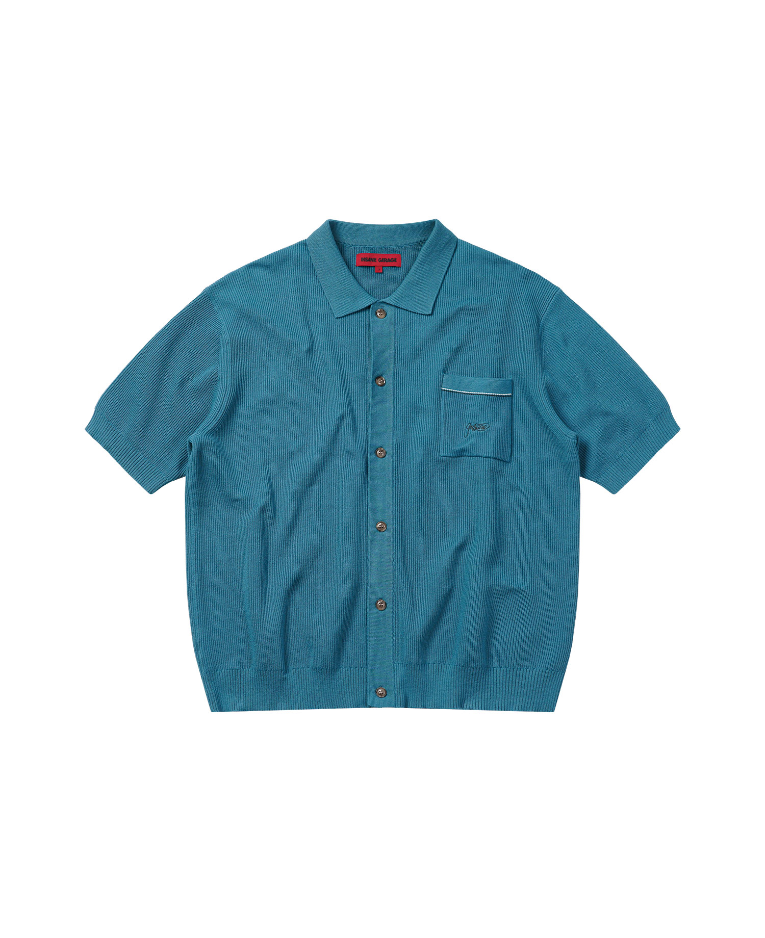 INSANE COLLAR CARDIGAN SHORT SLEEVE TEAL